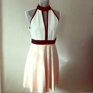 MYSTIC Colorblock Keyhole Skater Dress - NWT Large